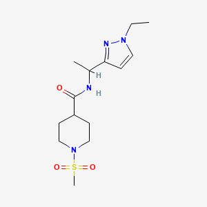molecular formula C14H24N4O3S B4878702 N-[1-(1-ethyl-1H-pyrazol-3-yl)ethyl]-1-(methylsulfonyl)-4-piperidinecarboxamide 