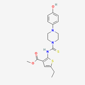 molecular formula C19H23N3O3S2 B4878729 methyl 5-ethyl-2-({[4-(4-hydroxyphenyl)-1-piperazinyl]carbonothioyl}amino)-3-thiophenecarboxylate 