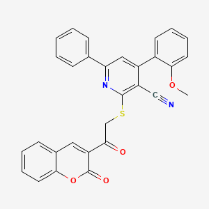 molecular formula C30H20N2O4S B4878772 4-(2-methoxyphenyl)-2-{[2-oxo-2-(2-oxo-2H-chromen-3-yl)ethyl]thio}-6-phenylnicotinonitrile 