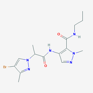 molecular formula C15H21BrN6O2 B4878778 4-{[2-(4-bromo-3-methyl-1H-pyrazol-1-yl)propanoyl]amino}-1-methyl-N-propyl-1H-pyrazole-5-carboxamide 