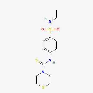 molecular formula C13H19N3O2S3 B4878863 N-{4-[(ethylamino)sulfonyl]phenyl}-4-thiomorpholinecarbothioamide 