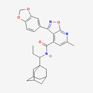 molecular formula C28H31N3O4 B4878973 N-[1-(1-adamantyl)propyl]-3-(1,3-benzodioxol-5-yl)-6-methylisoxazolo[5,4-b]pyridine-4-carboxamide 