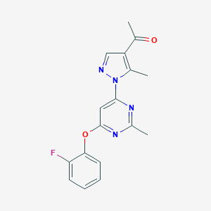 molecular formula C17H15FN4O2 B487903 1-{1-[6-(2-fluorophenoxy)-2-methyl-4-pyrimidinyl]-5-methyl-1H-pyrazol-4-yl}ethanone CAS No. 879575-15-2