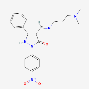 molecular formula C21H23N5O3 B4879041 4-({[3-(dimethylamino)propyl]amino}methylene)-2-(4-nitrophenyl)-5-phenyl-2,4-dihydro-3H-pyrazol-3-one 