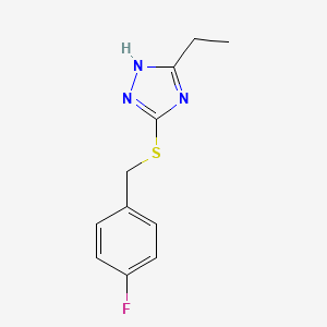 molecular formula C11H12FN3S B4879050 3-ethyl-5-[(4-fluorobenzyl)thio]-4H-1,2,4-triazole 