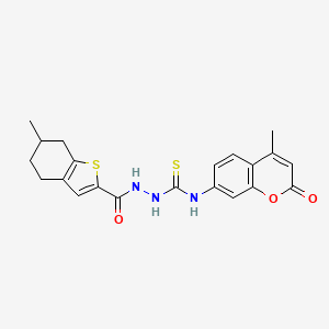 molecular formula C21H21N3O3S2 B4879056 N-(4-methyl-2-oxo-2H-chromen-7-yl)-2-[(6-methyl-4,5,6,7-tetrahydro-1-benzothien-2-yl)carbonyl]hydrazinecarbothioamide 
