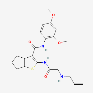 molecular formula C21H25N3O4S B4879062 2-[(N-allylglycyl)amino]-N-(2,4-dimethoxyphenyl)-5,6-dihydro-4H-cyclopenta[b]thiophene-3-carboxamide 