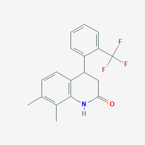 molecular formula C18H16F3NO B4879101 7,8-dimethyl-4-[2-(trifluoromethyl)phenyl]-3,4-dihydro-2(1H)-quinolinone 