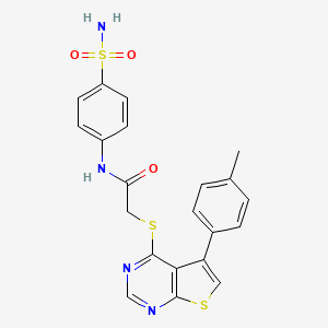 molecular formula C21H18N4O3S3 B4879113 N-[4-(aminosulfonyl)phenyl]-2-{[5-(4-methylphenyl)thieno[2,3-d]pyrimidin-4-yl]thio}acetamide 