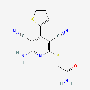 molecular formula C13H9N5OS2 B4879162 2-{[6-amino-3,5-dicyano-4-(2-thienyl)-2-pyridinyl]thio}acetamide 