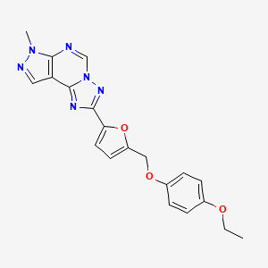 molecular formula C20H18N6O3 B4879216 2-{5-[(4-ethoxyphenoxy)methyl]-2-furyl}-7-methyl-7H-pyrazolo[4,3-e][1,2,4]triazolo[1,5-c]pyrimidine 