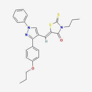 molecular formula C25H25N3O2S2 B4879296 5-{[1-phenyl-3-(4-propoxyphenyl)-1H-pyrazol-4-yl]methylene}-3-propyl-2-thioxo-1,3-thiazolidin-4-one 