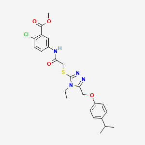 molecular formula C24H27ClN4O4S B4879309 methyl 2-chloro-5-{[({4-ethyl-5-[(4-isopropylphenoxy)methyl]-4H-1,2,4-triazol-3-yl}thio)acetyl]amino}benzoate 