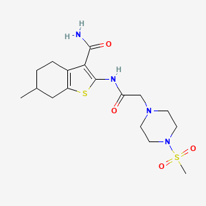 molecular formula C17H26N4O4S2 B4879310 6-methyl-2-({[4-(methylsulfonyl)-1-piperazinyl]acetyl}amino)-4,5,6,7-tetrahydro-1-benzothiophene-3-carboxamide 