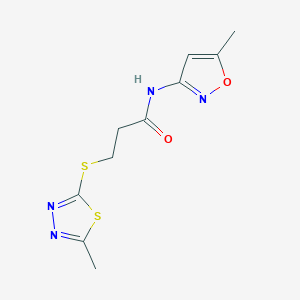 molecular formula C10H12N4O2S2 B4879351 N-(5-methyl-3-isoxazolyl)-3-[(5-methyl-1,3,4-thiadiazol-2-yl)thio]propanamide 