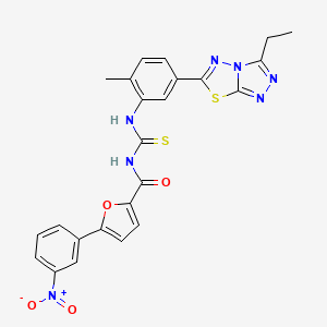 molecular formula C24H19N7O4S2 B4879363 N-({[5-(3-ethyl[1,2,4]triazolo[3,4-b][1,3,4]thiadiazol-6-yl)-2-methylphenyl]amino}carbonothioyl)-5-(3-nitrophenyl)-2-furamide 