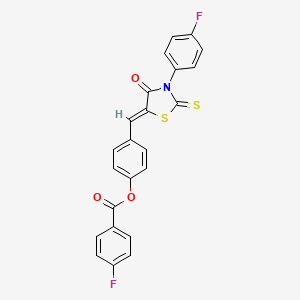 molecular formula C23H13F2NO3S2 B4879397 4-{[3-(4-fluorophenyl)-4-oxo-2-thioxo-1,3-thiazolidin-5-ylidene]methyl}phenyl 4-fluorobenzoate 