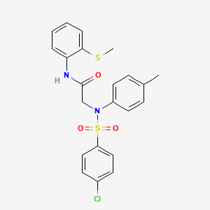 molecular formula C22H21ClN2O3S2 B4879404 N~2~-[(4-chlorophenyl)sulfonyl]-N~2~-(4-methylphenyl)-N~1~-[2-(methylthio)phenyl]glycinamide 