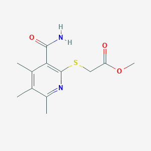 molecular formula C12H16N2O3S B4879416 methyl {[3-(aminocarbonyl)-4,5,6-trimethyl-2-pyridinyl]thio}acetate 