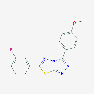 molecular formula C16H11FN4OS B487943 4-[6-(3-Fluorophenyl)[1,2,4]triazolo[3,4-b][1,3,4]thiadiazol-3-yl]phenyl methyl ether CAS No. 895333-46-7