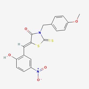 molecular formula C18H14N2O5S2 B4879440 5-(2-hydroxy-5-nitrobenzylidene)-3-(4-methoxybenzyl)-2-thioxo-1,3-thiazolidin-4-one 