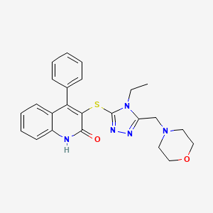 molecular formula C24H25N5O2S B4879448 3-{[4-ethyl-5-(4-morpholinylmethyl)-4H-1,2,4-triazol-3-yl]thio}-4-phenyl-2(1H)-quinolinone 