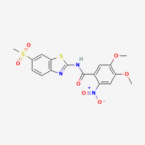 molecular formula C17H15N3O7S2 B4879458 4,5-dimethoxy-N-[6-(methylsulfonyl)-1,3-benzothiazol-2-yl]-2-nitrobenzamide 