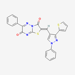 molecular formula C25H15N5O2S2 B4879460 6-phenyl-2-{[1-phenyl-3-(2-thienyl)-1H-pyrazol-4-yl]methylene}-7H-[1,3]thiazolo[3,2-b][1,2,4]triazine-3,7(2H)-dione 