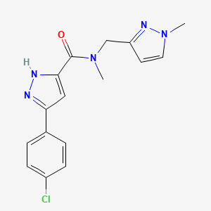 molecular formula C16H16ClN5O B4879479 5-(4-chlorophenyl)-N-methyl-N-[(1-methyl-1H-pyrazol-3-yl)methyl]-1H-pyrazole-3-carboxamide 