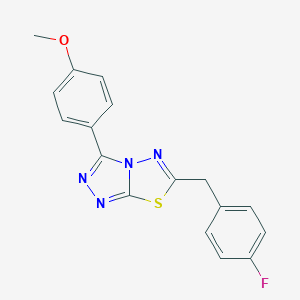 molecular formula C17H13FN4OS B487950 4-[6-(4-Fluorobenzyl)[1,2,4]triazolo[3,4-b][1,3,4]thiadiazol-3-yl]phenyl methyl ether CAS No. 923551-42-2