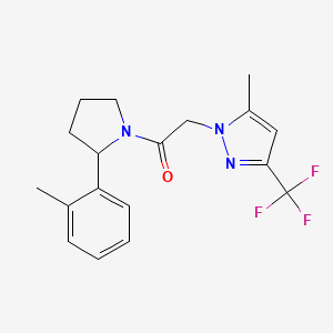 molecular formula C18H20F3N3O B4879527 5-methyl-1-{2-[2-(2-methylphenyl)-1-pyrrolidinyl]-2-oxoethyl}-3-(trifluoromethyl)-1H-pyrazole 