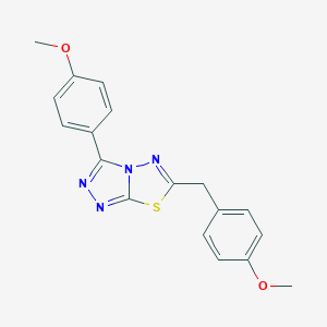 molecular formula C18H16N4O2S B487953 6-(4-Methoxybenzyl)-3-(4-methoxyphenyl)[1,2,4]triazolo[3,4-b][1,3,4]thiadiazole CAS No. 895333-71-8