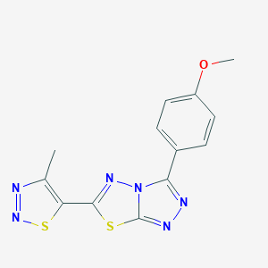 molecular formula C13H10N6OS2 B487957 3-(4-Methoxyphenyl)-6-(4-methyl-1,2,3-thiadiazol-5-yl)[1,2,4]triazolo[3,4-b][1,3,4]thiadiazole CAS No. 923551-68-2