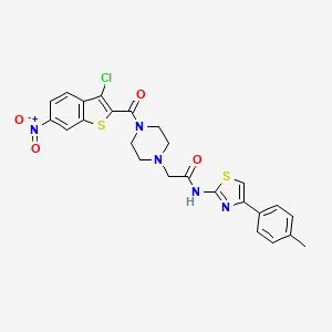 molecular formula C25H22ClN5O4S2 B4879575 2-{4-[(3-chloro-6-nitro-1-benzothien-2-yl)carbonyl]-1-piperazinyl}-N-[4-(4-methylphenyl)-1,3-thiazol-2-yl]acetamide CAS No. 883547-35-1
