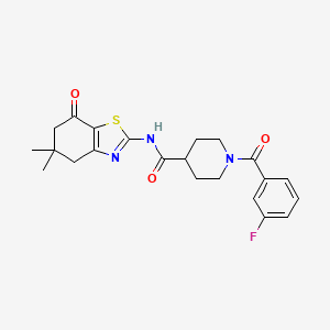 N-(5,5-dimethyl-7-oxo-4,5,6,7-tetrahydro-1,3-benzothiazol-2-yl)-1-(3-fluorobenzoyl)-4-piperidinecarboxamide