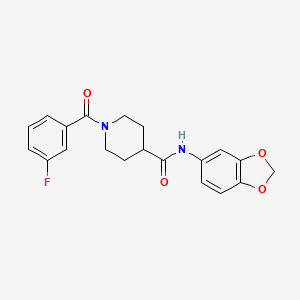 molecular formula C20H19FN2O4 B4879659 N-1,3-benzodioxol-5-yl-1-(3-fluorobenzoyl)-4-piperidinecarboxamide 