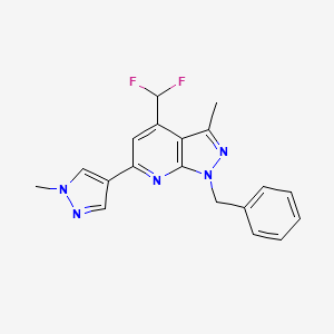 molecular formula C19H17F2N5 B4879679 1-benzyl-4-(difluoromethyl)-3-methyl-6-(1-methyl-1H-pyrazol-4-yl)-1H-pyrazolo[3,4-b]pyridine 