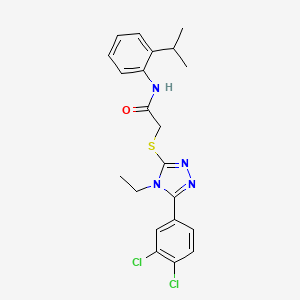 molecular formula C21H22Cl2N4OS B4879690 2-{[5-(3,4-dichlorophenyl)-4-ethyl-4H-1,2,4-triazol-3-yl]thio}-N-(2-isopropylphenyl)acetamide 