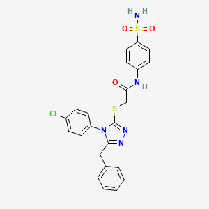 molecular formula C23H20ClN5O3S2 B4879780 N-[4-(aminosulfonyl)phenyl]-2-{[5-benzyl-4-(4-chlorophenyl)-4H-1,2,4-triazol-3-yl]thio}acetamide 