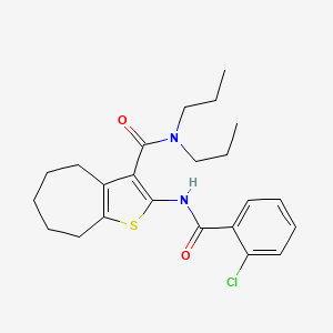 molecular formula C23H29ClN2O2S B4879793 2-[(2-chlorobenzoyl)amino]-N,N-dipropyl-5,6,7,8-tetrahydro-4H-cyclohepta[b]thiophene-3-carboxamide 