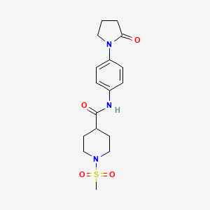 molecular formula C17H23N3O4S B4879821 1-(methylsulfonyl)-N-[4-(2-oxo-1-pyrrolidinyl)phenyl]-4-piperidinecarboxamide 