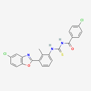 molecular formula C22H15Cl2N3O2S B4879839 4-chloro-N-({[3-(5-chloro-1,3-benzoxazol-2-yl)-2-methylphenyl]amino}carbonothioyl)benzamide 