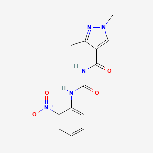 molecular formula C13H13N5O4 B4879861 1,3-dimethyl-N-{[(2-nitrophenyl)amino]carbonyl}-1H-pyrazole-4-carboxamide 
