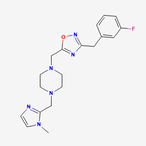 molecular formula C19H23FN6O B4879978 1-{[3-(3-fluorobenzyl)-1,2,4-oxadiazol-5-yl]methyl}-4-[(1-methyl-1H-imidazol-2-yl)methyl]piperazine 