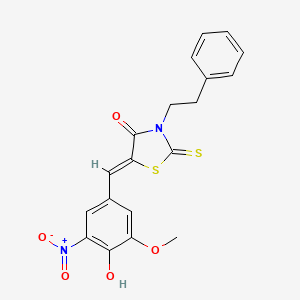 molecular formula C19H16N2O5S2 B4880017 5-(4-hydroxy-3-methoxy-5-nitrobenzylidene)-3-(2-phenylethyl)-2-thioxo-1,3-thiazolidin-4-one 