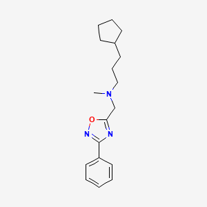 molecular formula C18H25N3O B4880019 (3-cyclopentylpropyl)methyl[(3-phenyl-1,2,4-oxadiazol-5-yl)methyl]amine 