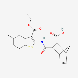 molecular formula C21H25NO5S B4880062 3-({[3-(ethoxycarbonyl)-5-methyl-4,5,6,7-tetrahydro-1-benzothien-2-yl]amino}carbonyl)bicyclo[2.2.1]hept-5-ene-2-carboxylic acid 