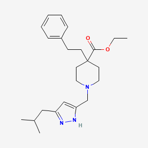 molecular formula C24H35N3O2 B4880072 ethyl 1-[(5-isobutyl-1H-pyrazol-3-yl)methyl]-4-(2-phenylethyl)-4-piperidinecarboxylate 
