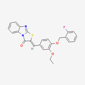 molecular formula C25H19FN2O3S B4880264 2-{3-ethoxy-4-[(2-fluorobenzyl)oxy]benzylidene}[1,3]thiazolo[3,2-a]benzimidazol-3(2H)-one 