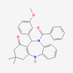 molecular formula C29H28N2O3 B4880275 10-benzoyl-11-(3-methoxyphenyl)-3,3-dimethyl-2,3,4,5,10,11-hexahydro-1H-dibenzo[b,e][1,4]diazepin-1-one 